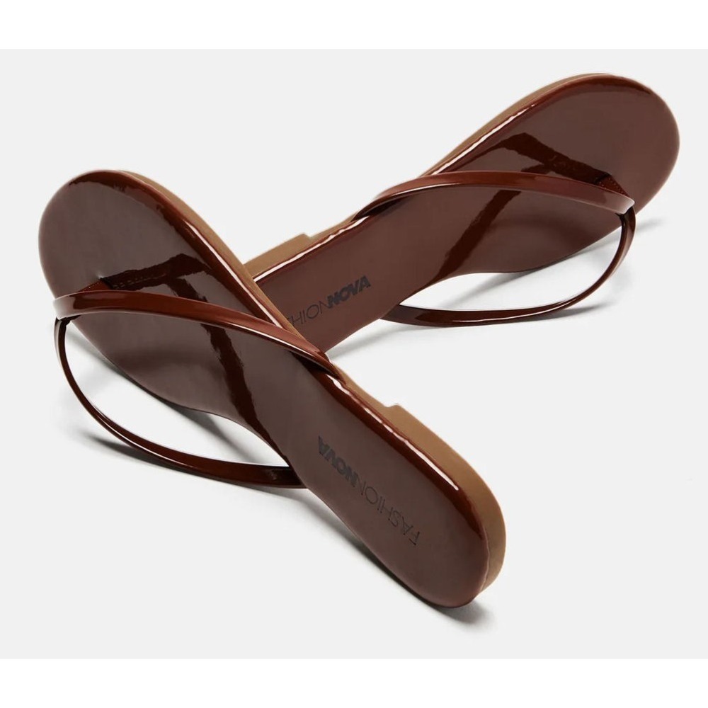 Fashion Nova Women's Summer Glow Flat Thong Sandals - Brown - Size 9